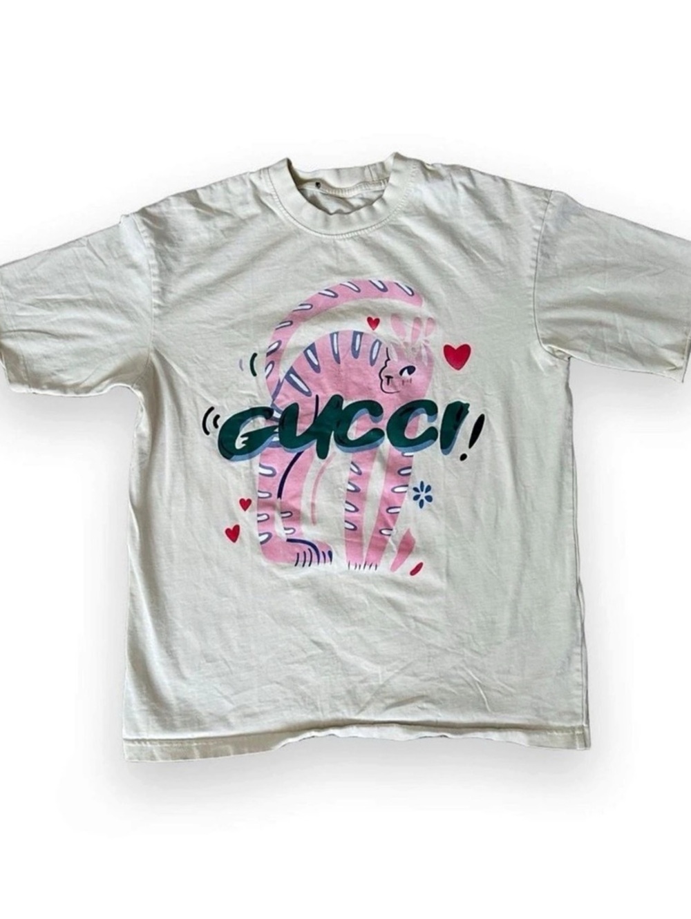 Gucci Yuko Higuchi Cat Print Cotton T-Shirt Graphic Short Sleeve Tee Size XS